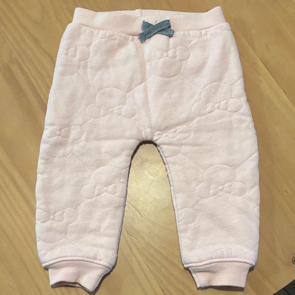 Disney Light Pink Quilted Sweatpants with Bow